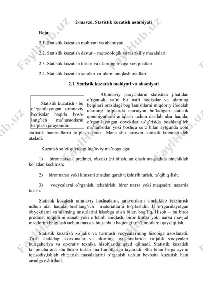 statistik kuzatish uslubiyati — DOCX