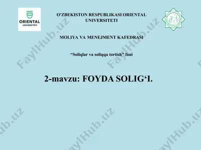 foyda solig‘i — PPT