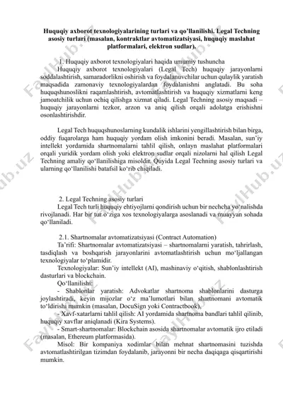 huquqiy axborot texnologiyalari turlari va qo’llanilishi — DOCX