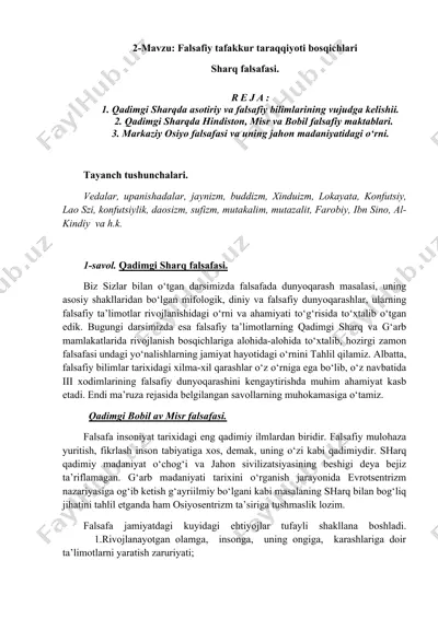falsafiy tafakkur taraqqiyoti bosqichlari — DOCX