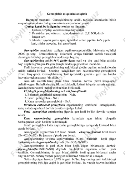 gemoglobin miqdorini aniqlash — DOCX