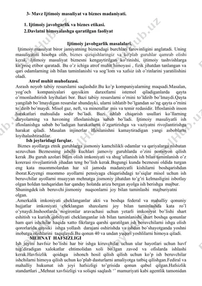 ijtimoiy masuliyat va biznes etikasi — DOCX