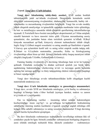 yangi davr g’afrb falsafasi — DOCX