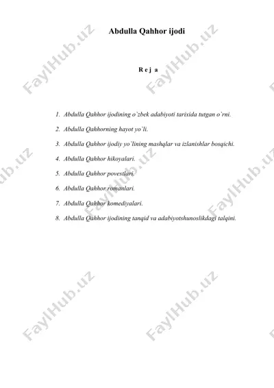 abdulla qahhor ijodi — DOC