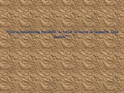 qon aylanishining buzilishi — PPTX