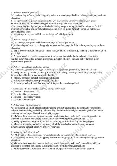 axborot xavfsizligi va xurujlari — DOCX
