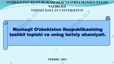 o‘zbekiston respublikasining mustaqillik o’rni — PPTX