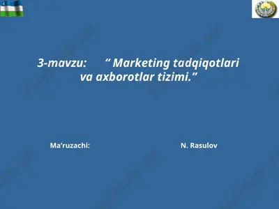 marketing tadqiqotlari va axborotlar tizimi — PPT