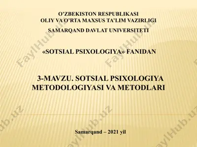 sotsial psixologik tadqiqotlar metodologiyasi — PPTX