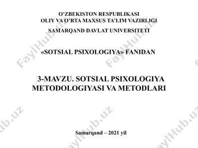 sotsial psixologik tadqiqotlar metodologiyasi — PPTX