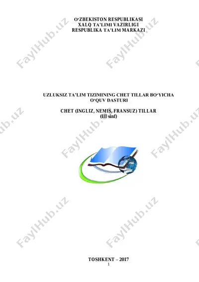 uzluksiz ta'lim tizimining chet tillar bo‘yicha o‘quv dasturi (iii sinf) — PDF