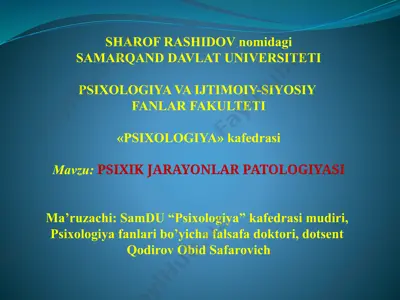 psixik jarayonlar patologiyasi — PPTX