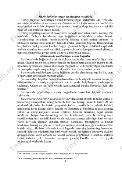 tibbiy hujjatlar turlari va ularning yuritilishi — DOCX