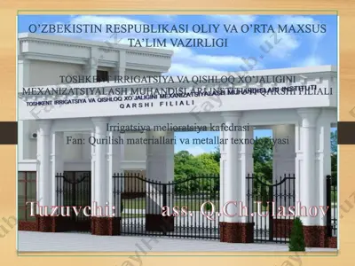 laboratoriya sementning egilishdagi va siqilishdagi mustaxkamlik chegarasini aniqlash — PDF
