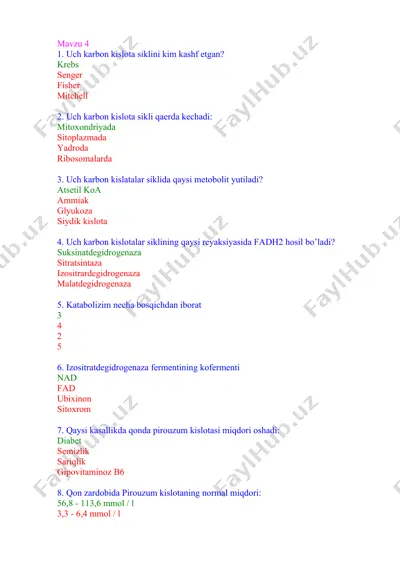 uch karbon kislota sikli — DOCX