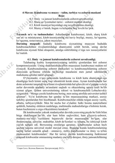 kutubxona va muzey – talim, tarbiya va axborot maskani — DOCX