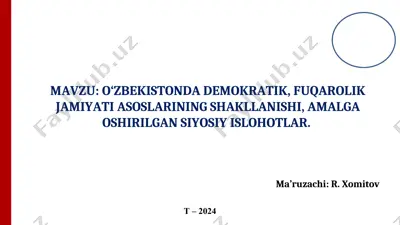 o‘zbekistonda demokratik, fuqarolik jamiyati asoslari — PPT