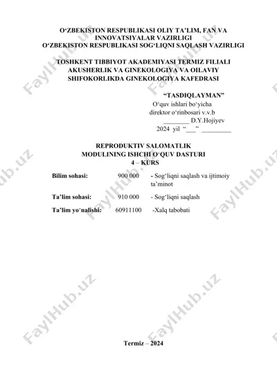 reproduktiv salomatlik moduli — DOCX