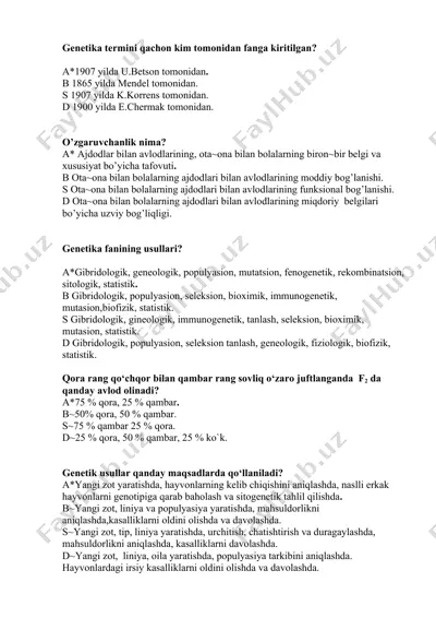 genetika asoslari — DOCX
