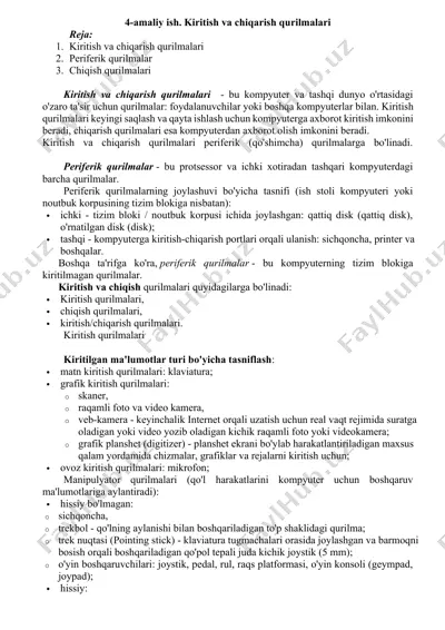 kiritish va chiqarish qurilmalari — DOCX