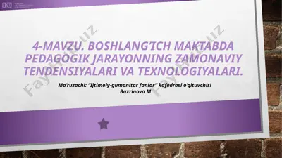 ta'limning zamonaviy texnologiyalari va pedagogik jarayonning tendensiyalari — PPTX