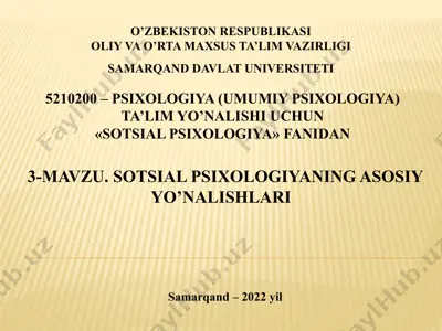 sotsial psixologiya fanidan reja — PPTX