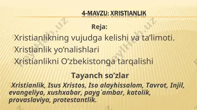 xristianlikning vujudga kelishi va ta’limoti — PPT