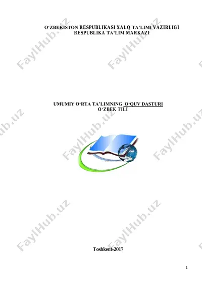 "o‘zbekiston respublikasi xalq ta’limi vazirligi respublika ta’lim markazi umumiy o‘rta ta’limning o‘quv dasturi o‘zbek tili" — PDF