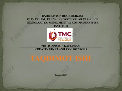 kreativ mahsulot va fikrlash dizayni ("design thinking") — PPTX