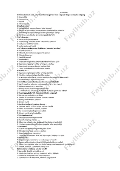 psixologiya test varianti — DOCX