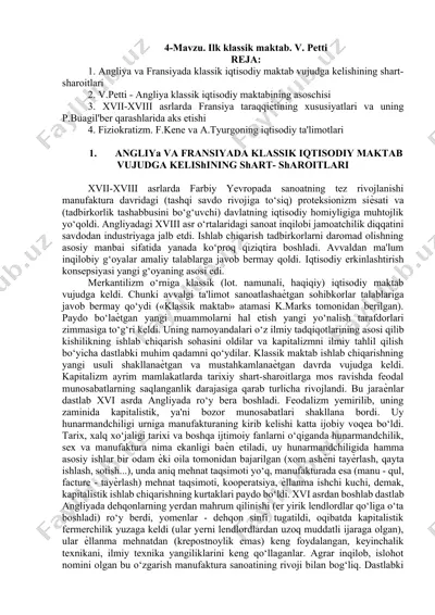 4-mavzu. ilk klassik maktab. v. petti — DOCX