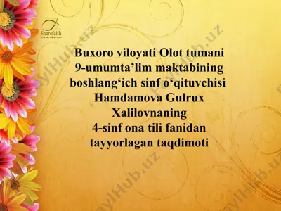 ona tili fanidan tayyorlagan taqdimot — PPTX