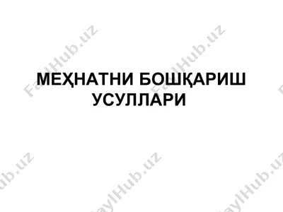 mehnatni boshqarish usullari — PPT