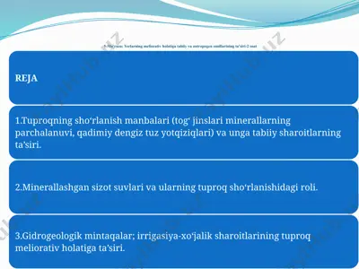 yerlarning meliorativ holati — PPTX