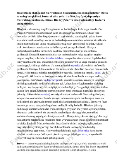 hissiyotning shakllanish va rivojlanish bosqichlari — DOCX