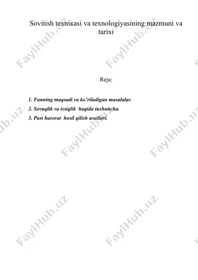sovitish texniкasi va texnologiyasining mazmuni va tarixi — DOC