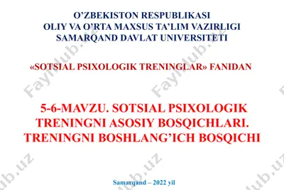 sotsial psixologik treninglar fanidan 5-6-mavzu — PPTX