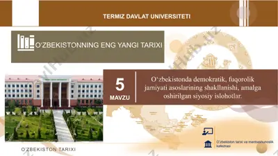 o'zbekistonda demokratik jamiyatning yuzaga kelishi — PPTX