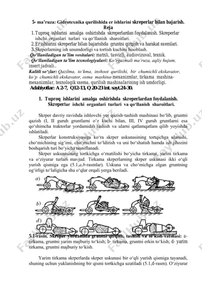 gidrotexnika qurilishida er ishlarini skreperlar bilan bajarish — PDF