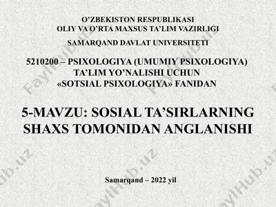 sotsial psixologiya fani — PPTX