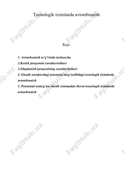 texnologik tizimlarda avtotebranish — DOC