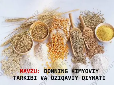 donning kimyoviy tarkibi va oziqaviy qiymati — PPT