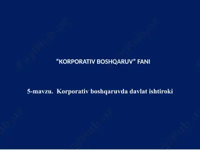 kapital bozori va korporativ boshqaruv — PPTX