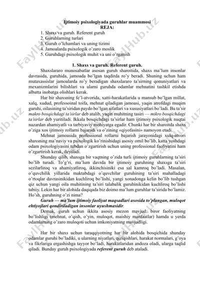 ijtimoiy psixologiyada guruhlar muammosi — DOCX