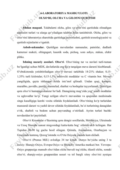 laboratoriya mashg'uloti - olxo‘ri, olxа vа gilosni quritish — DOCX