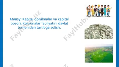 kapital qo‘yilmalar va kapital bozori — PPTX