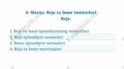 reja va bozor institutlari — PPTX