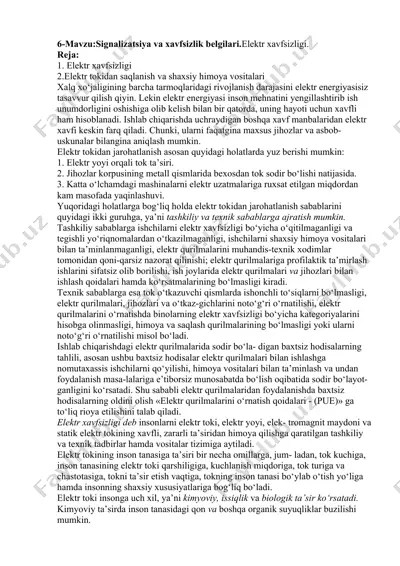 elektr xavfsizligi — DOCX