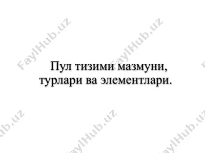 pул тизими мазмуни, турлари ва элементлари — PPTX