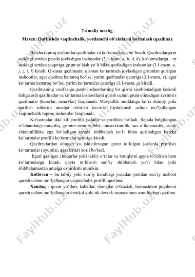 qurilishda vaqtinchalik, yordamchi ob’ektlarni loyihalash (qazilma) — DOCX